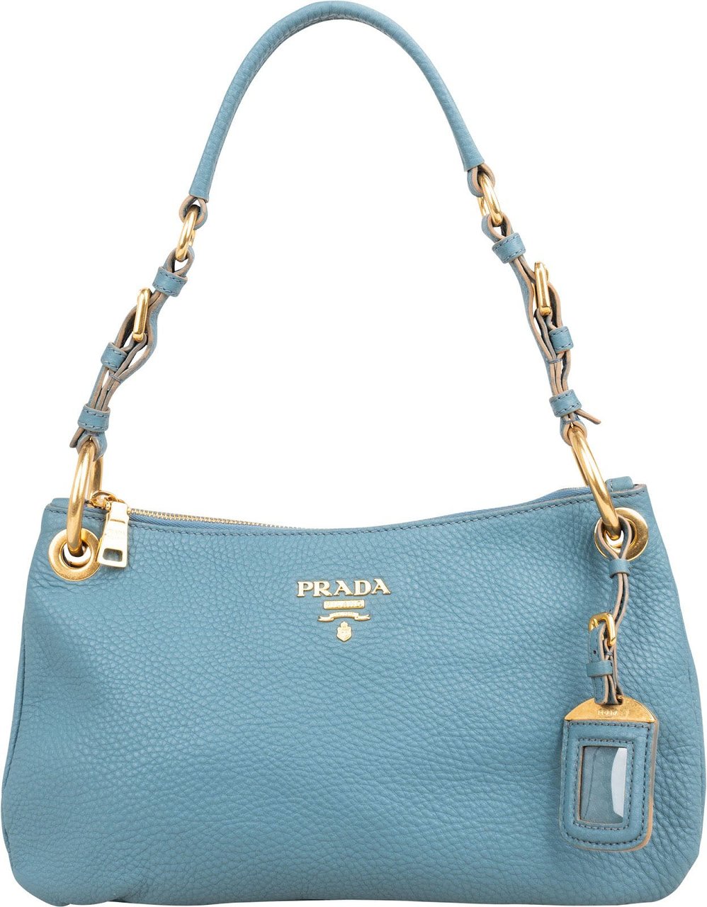 Prada Blue Vitello Daino Hobo Shoulder Bag Lichtblauw
