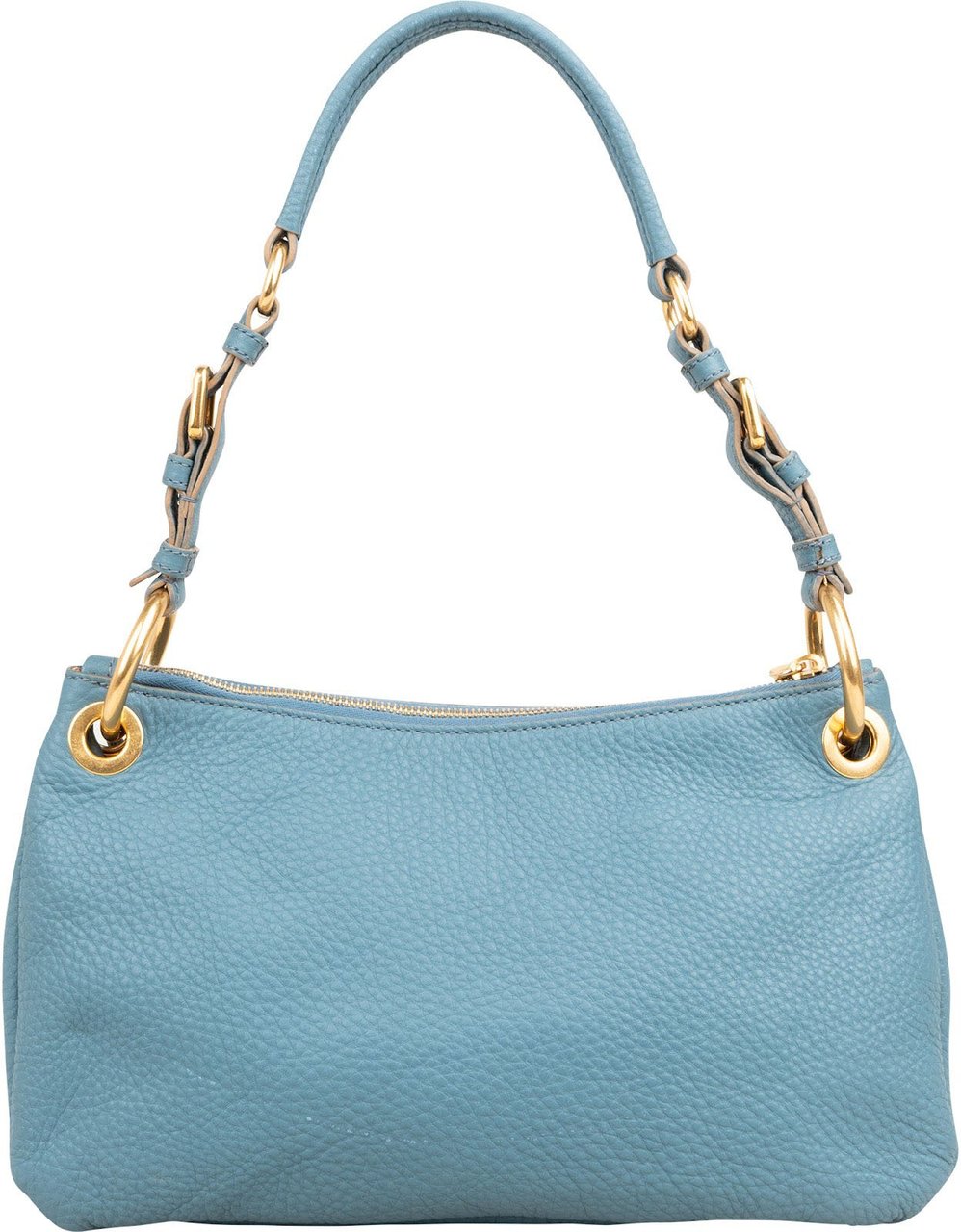 Prada Blue Vitello Daino Hobo Shoulder Bag Lichtblauw