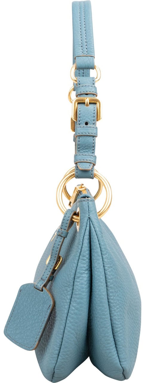 Prada Blue Vitello Daino Hobo Shoulder Bag Lichtblauw
