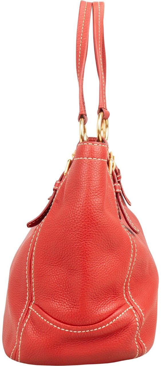 Prada Red Vitello Daino Hobo Shoulder Bag Rood