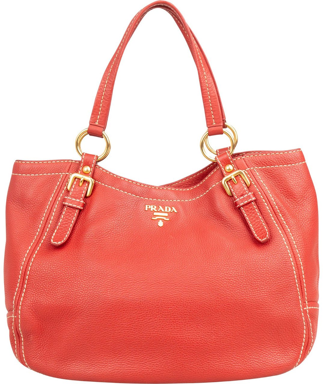 Prada Red Vitello Daino Hobo Shoulder Bag Rood