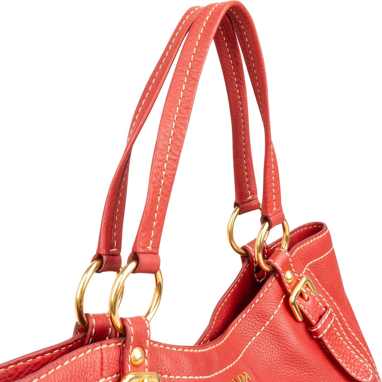 Prada Red Vitello Daino Hobo Shoulder Bag Rood