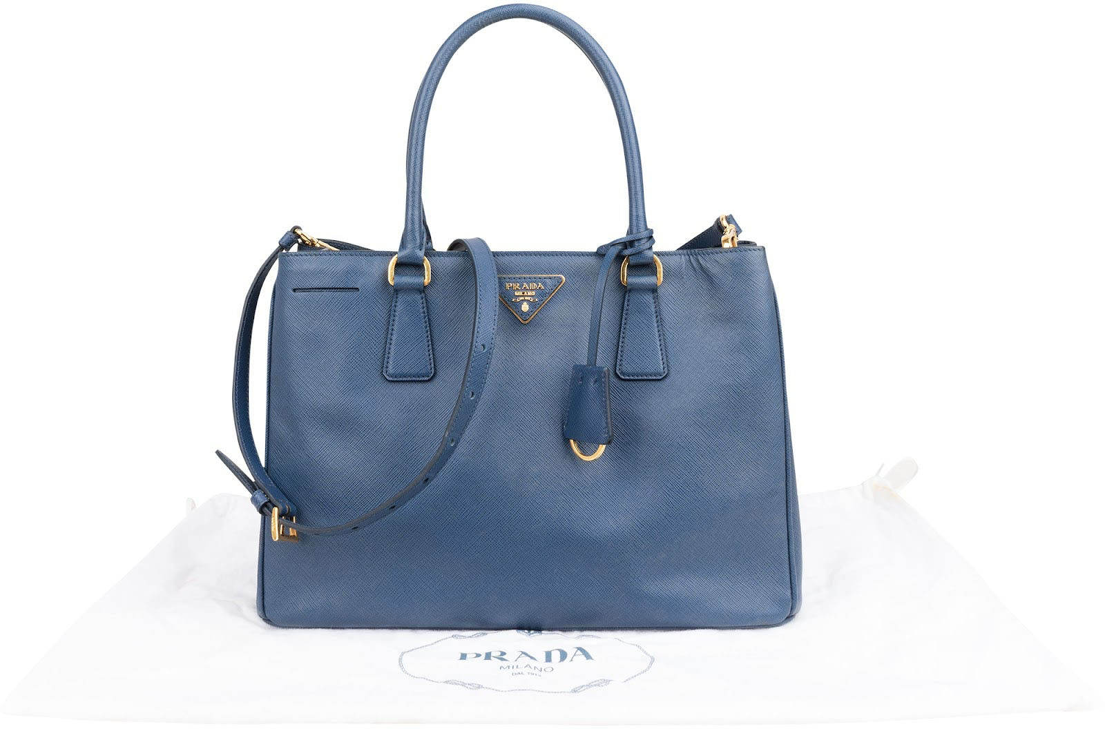 Prada Blue Saffiano Lux Galleria Handbag Blauw