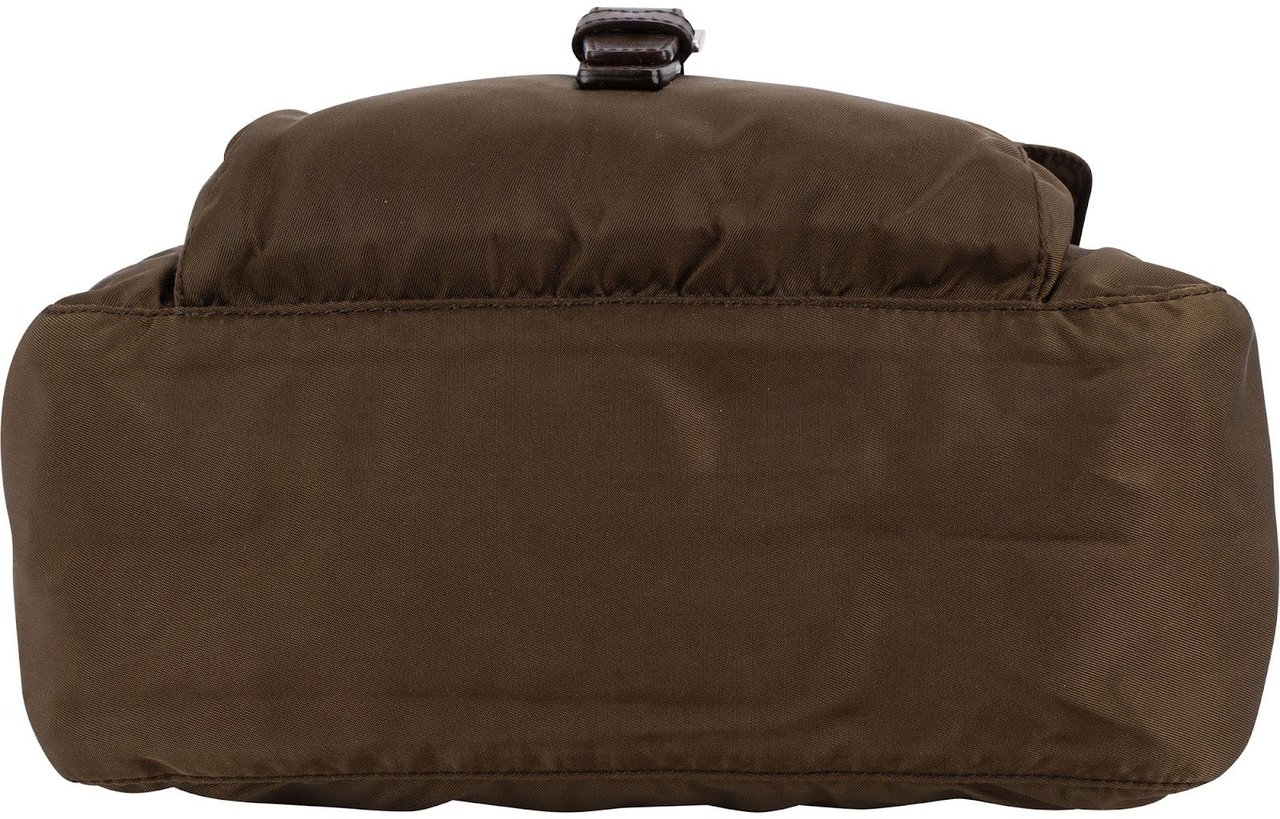 Prada Tessuto Triangle Messenger Crossbody Bag Bruin