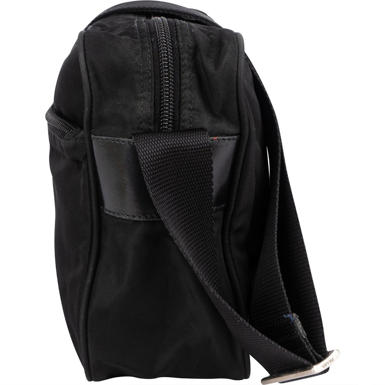 Prada Tessuto Triangle Messenger Crossbody Bag Zwart