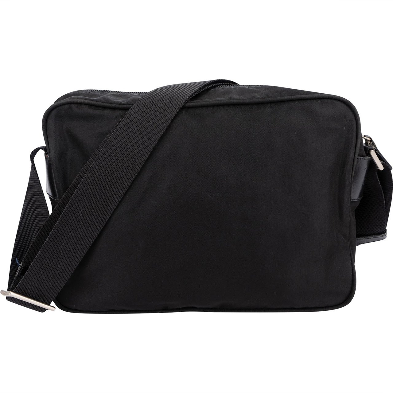 Prada Tessuto Triangle Messenger Crossbody Bag Zwart