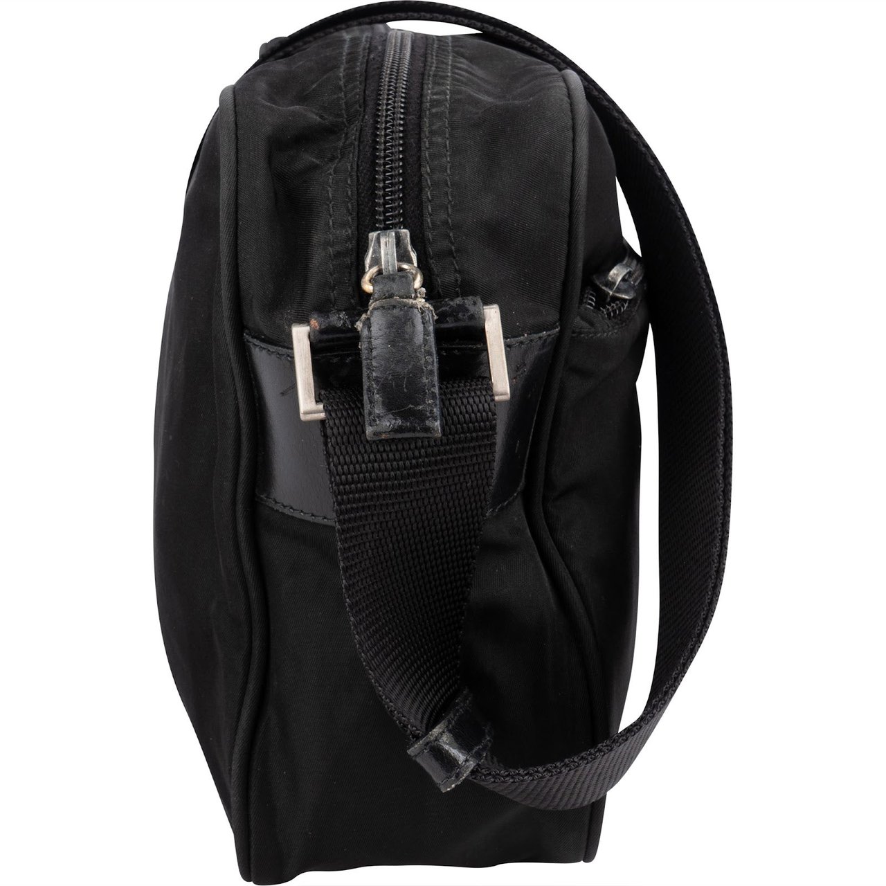 Prada Tessuto Triangle Messenger Crossbody Bag Zwart