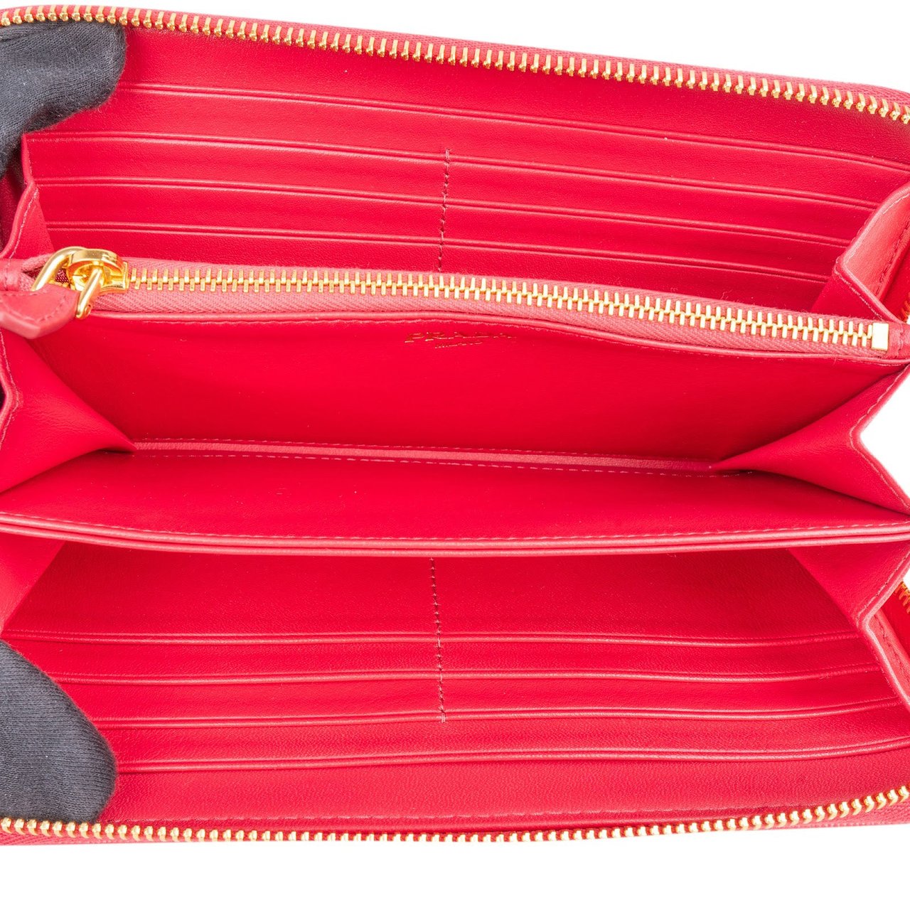 Prada Saffiano Leather Zip Around Wallet Divers