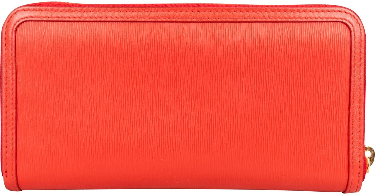 Prada Saffiano Leather Bow Zip Around Wallet Rood