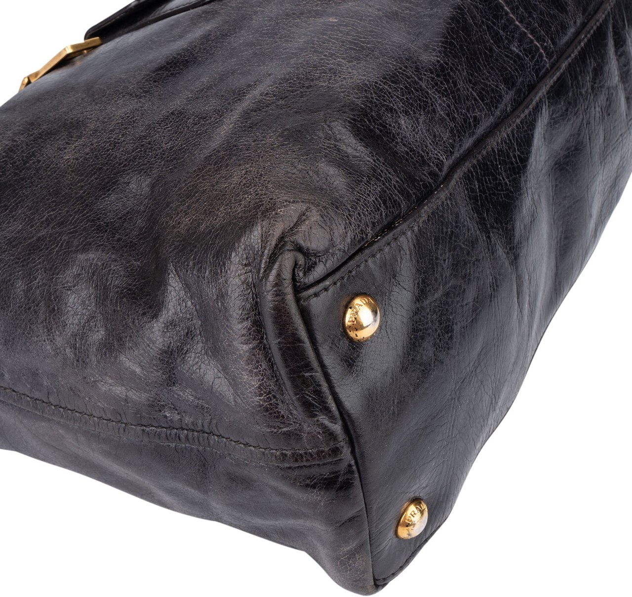 Prada Prada Black Leather Handbag Zwart