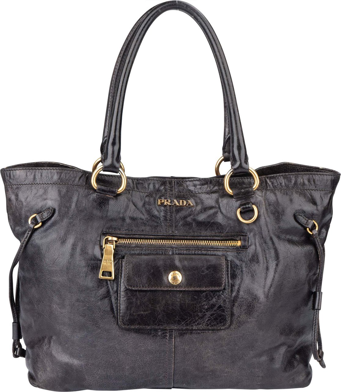 Prada Prada Black Leather Handbag Zwart