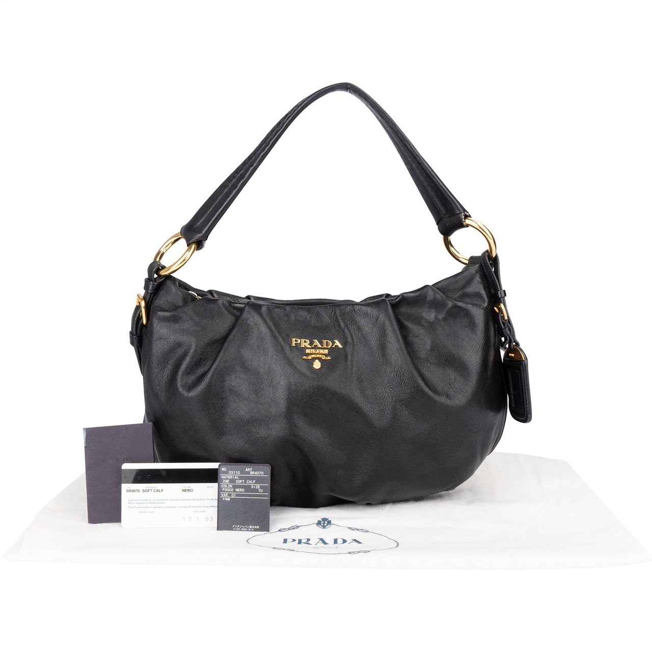 Prada Prada Black Leather Handbag Zwart