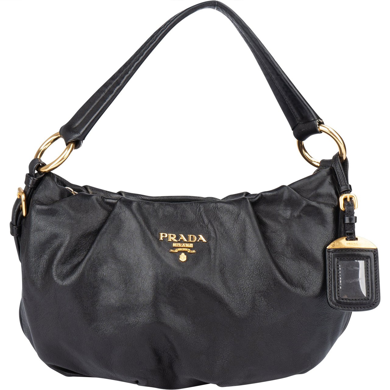 Prada Prada Black Leather Handbag Zwart