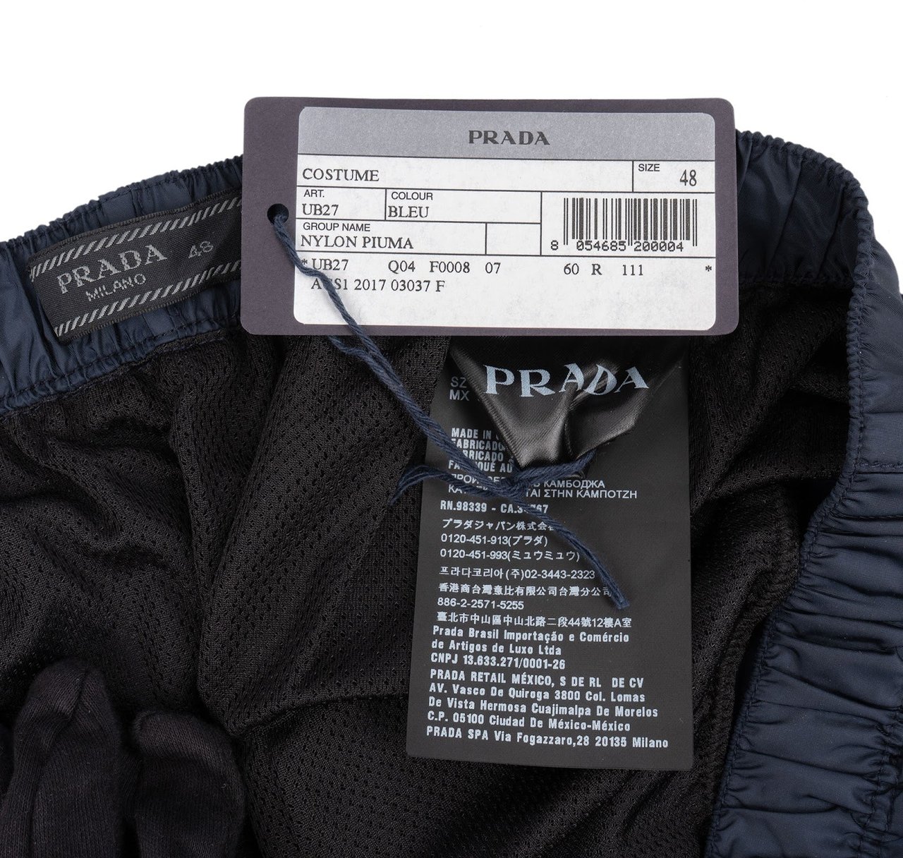 Prada Navy Linea Rossa Nylon Swim Shorts (48 / M) Navy