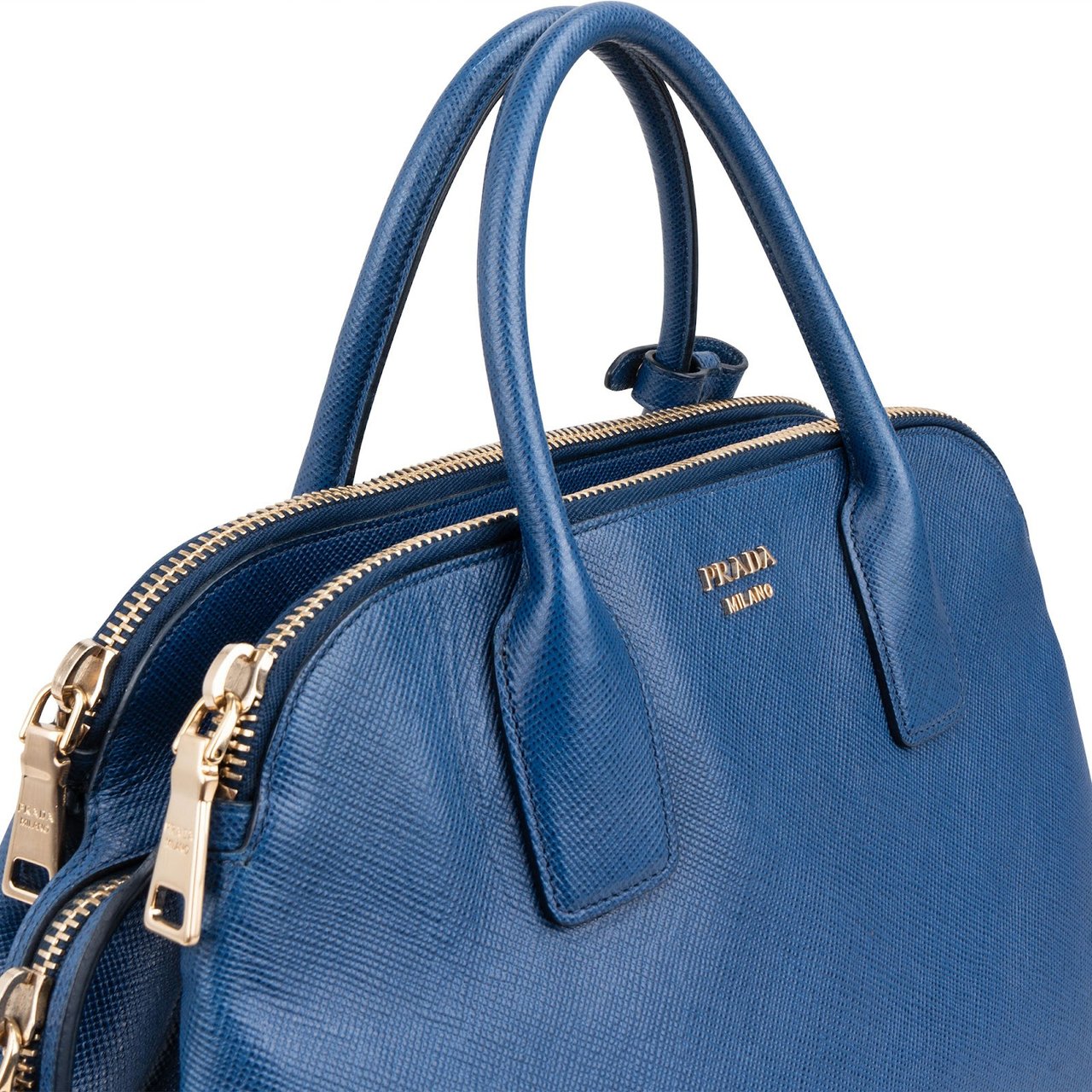 Prada Saffiano Leather Promenade Handbag Blauw
