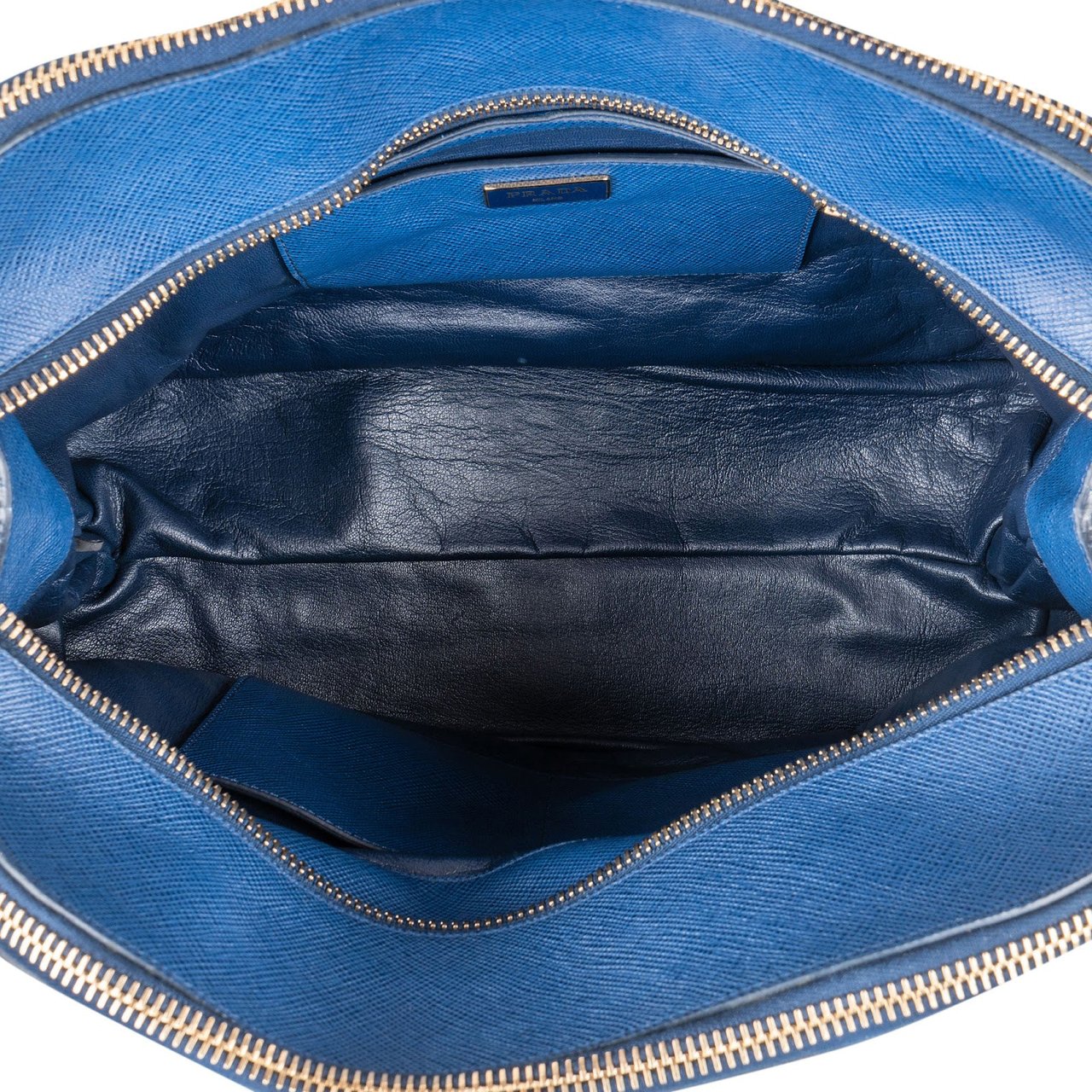 Prada Saffiano Leather Promenade Handbag Blauw