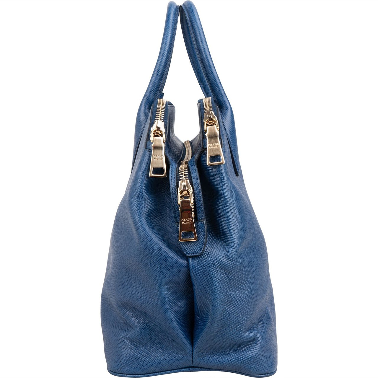 Prada Saffiano Leather Promenade Handbag Blauw