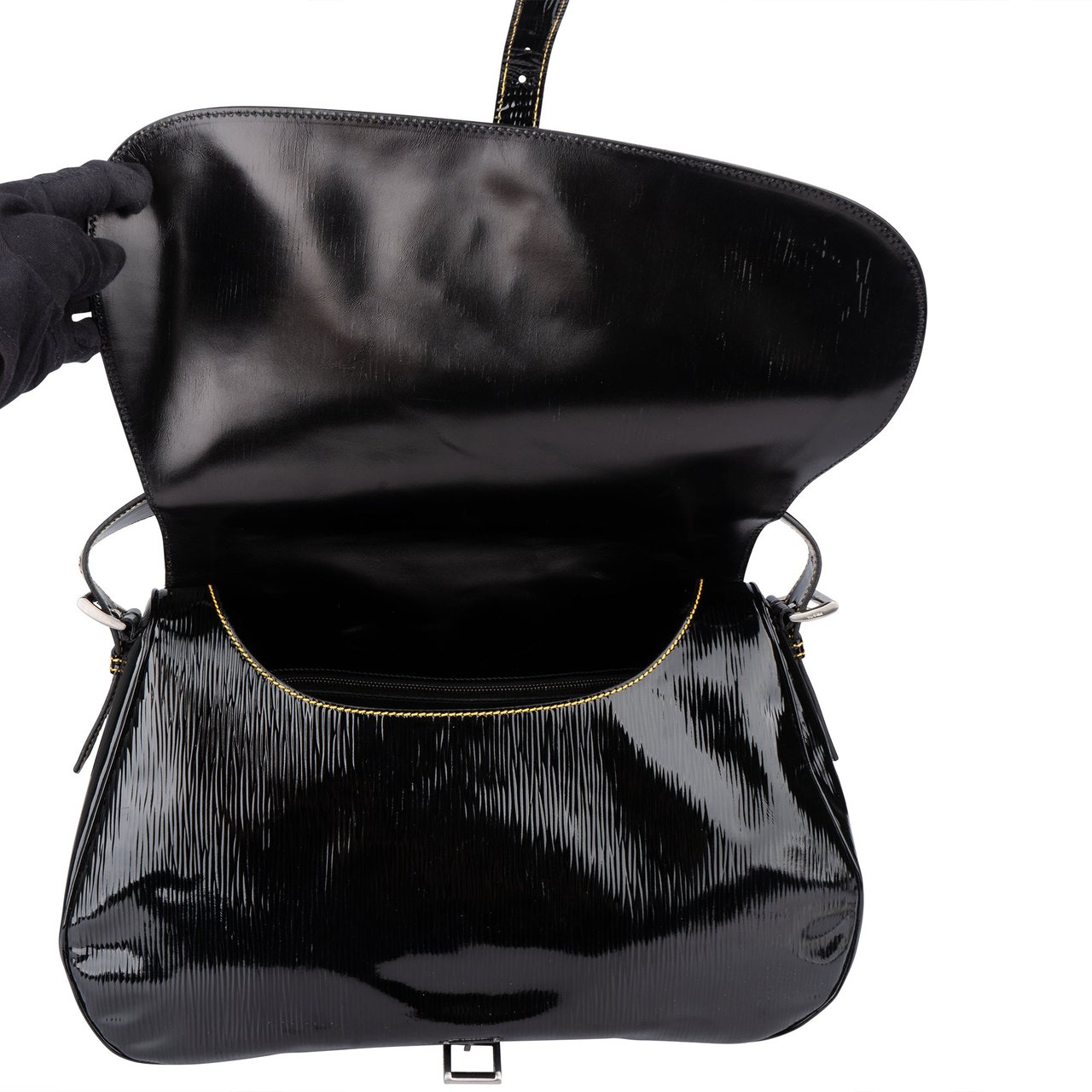 Prada Prada Patent Triangle Vernice Handbag Zwart