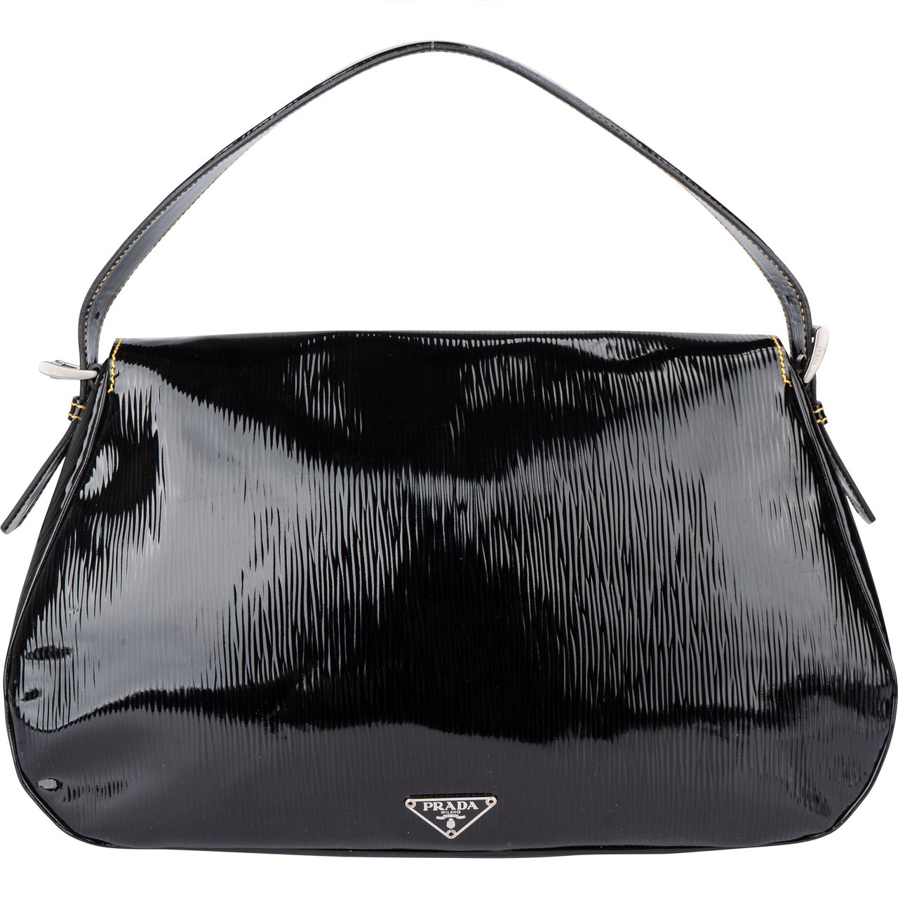 Prada Prada Patent Triangle Vernice Handbag Zwart