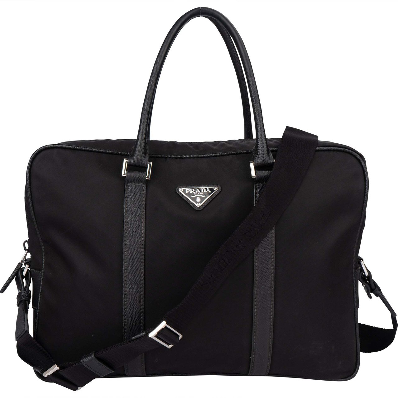 Prada Prada Black Nylon Triangle Business Handbag Divers
