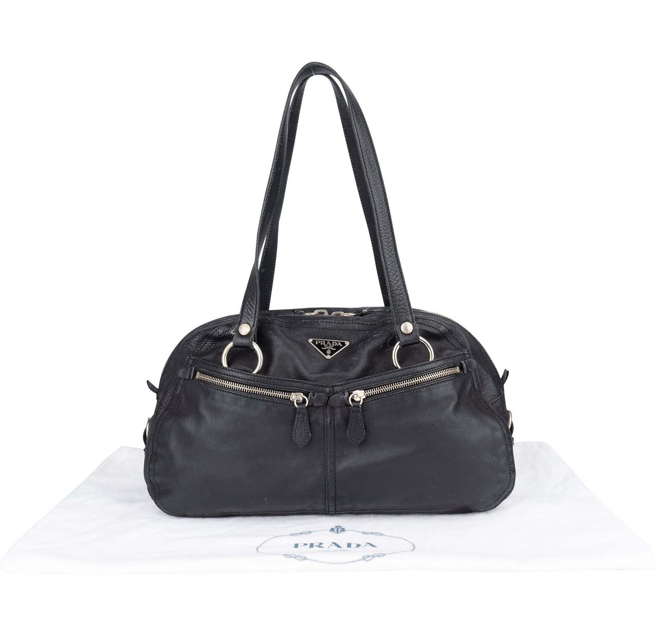 Prada Prada Leather Twin Pocket Triangle Shoulder Bag Divers