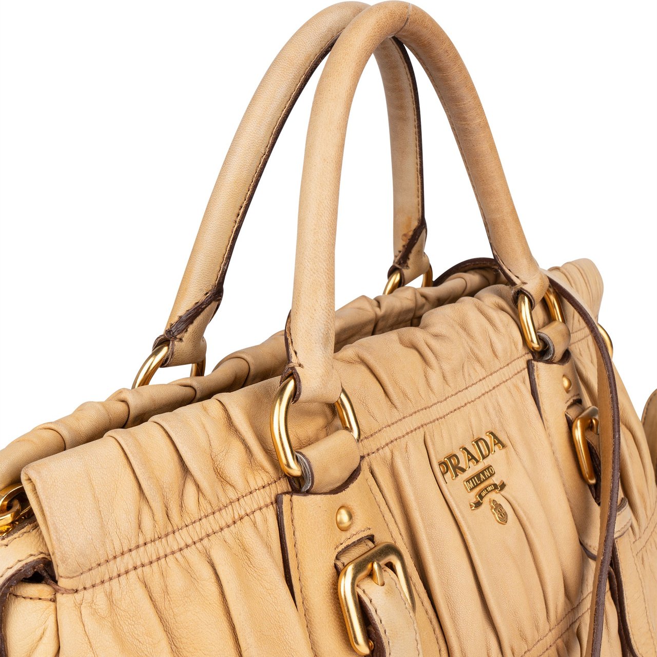 Prada Quilted Leather City Handbag Beige