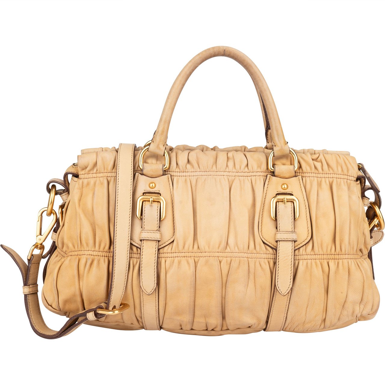 Prada Quilted Leather City Handbag Beige