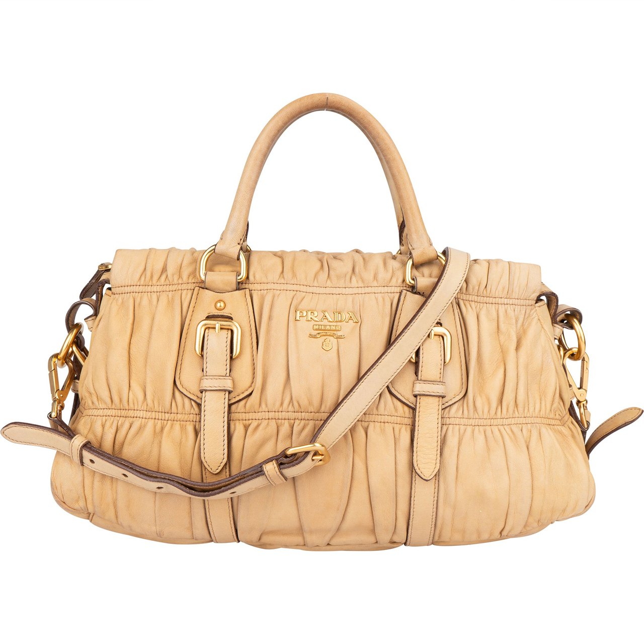 Prada Quilted Leather City Handbag Beige