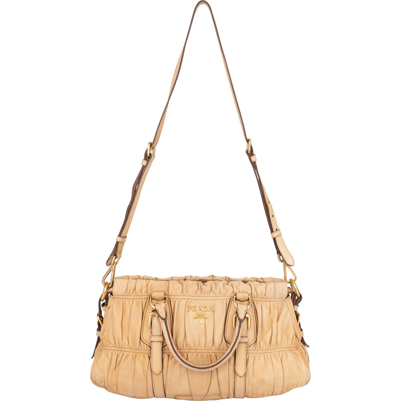 Prada Quilted Leather City Handbag Beige