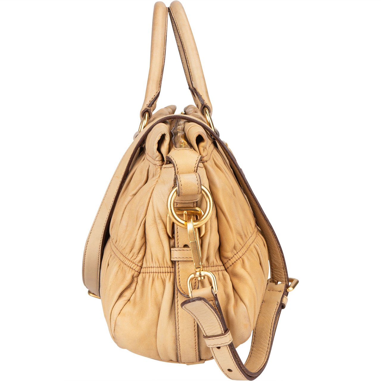Prada Quilted Leather City Handbag Beige