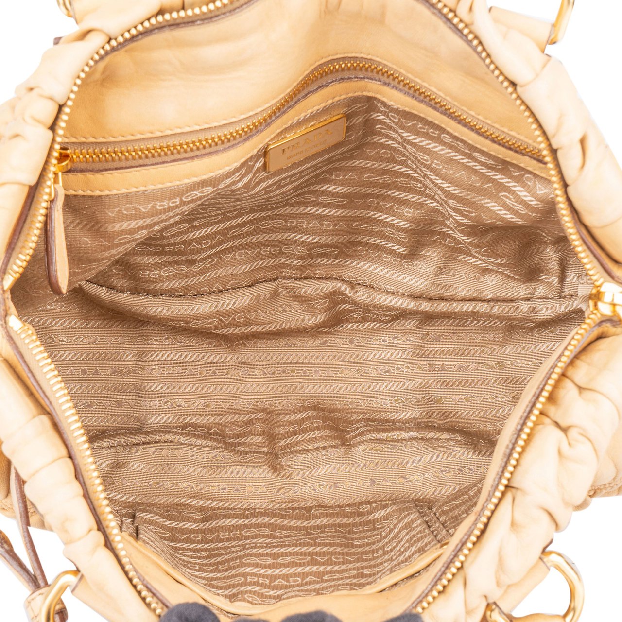 Prada Quilted Leather City Handbag Beige