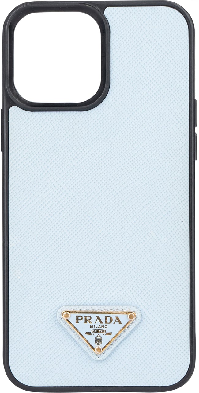 Prada Prada Blue Saffiano Leather Triangle iPhone Pro Max Blauw