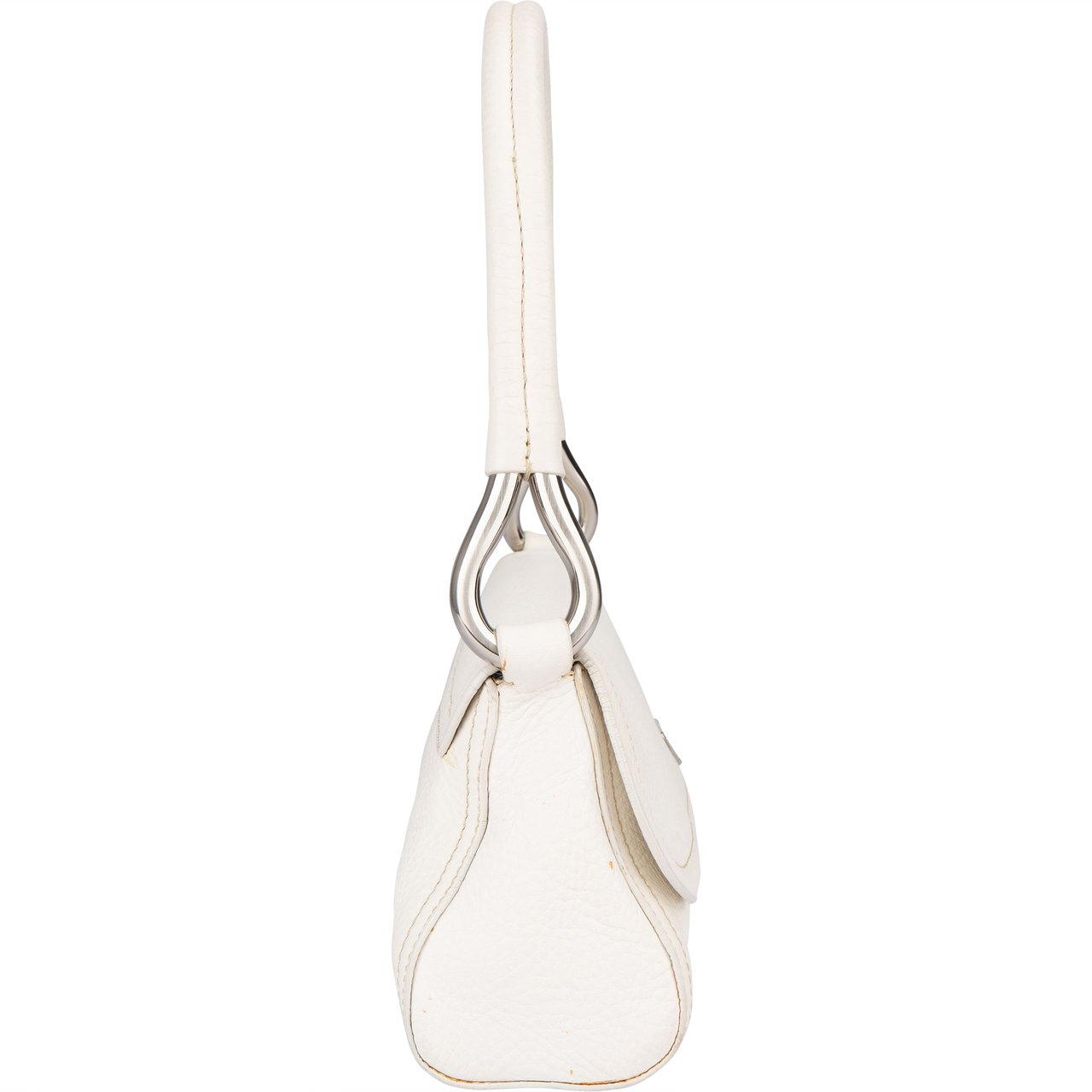 Prada Prada White Premium Leather Triangle Shoulder Bag Wit