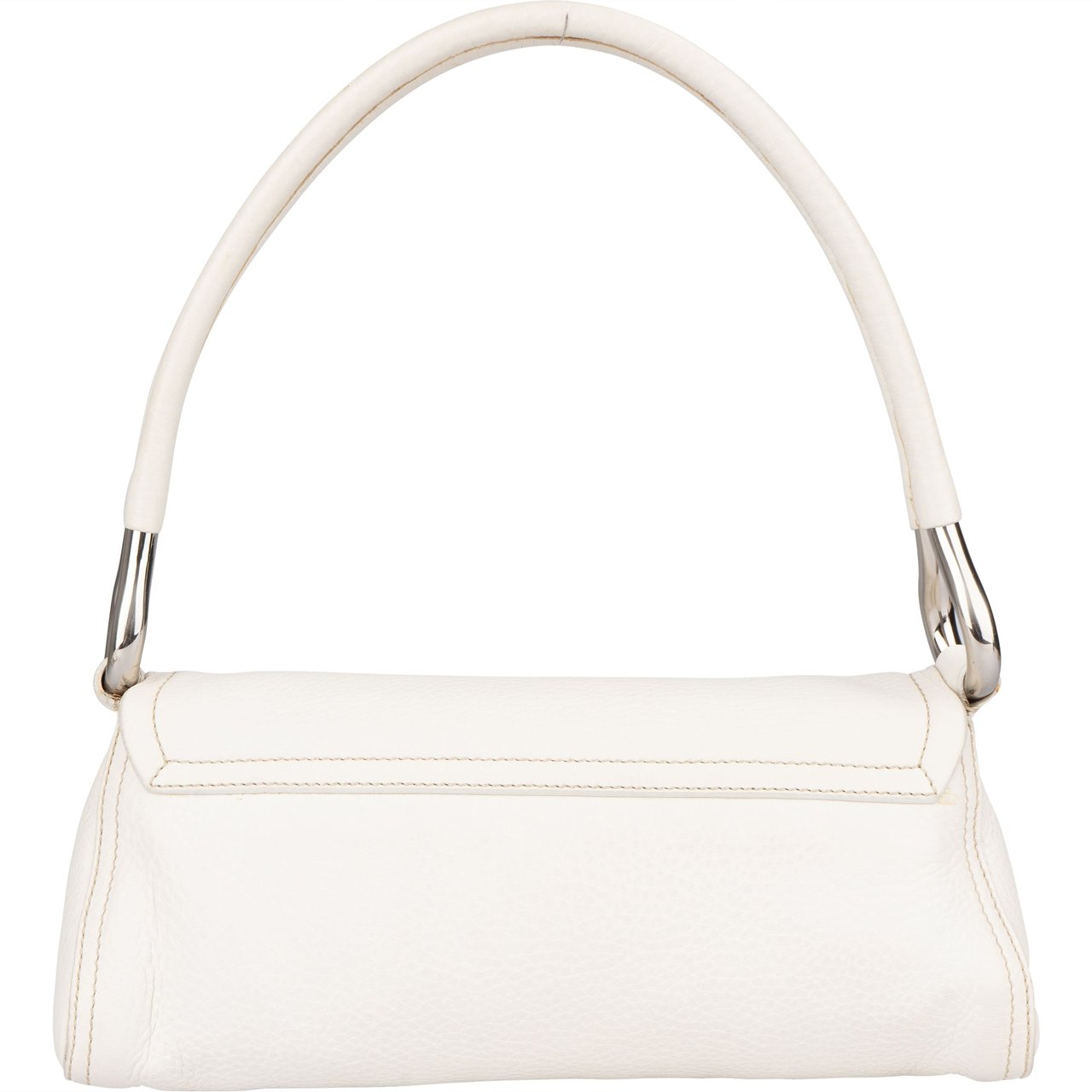 Prada Prada White Premium Leather Triangle Shoulder Bag Wit