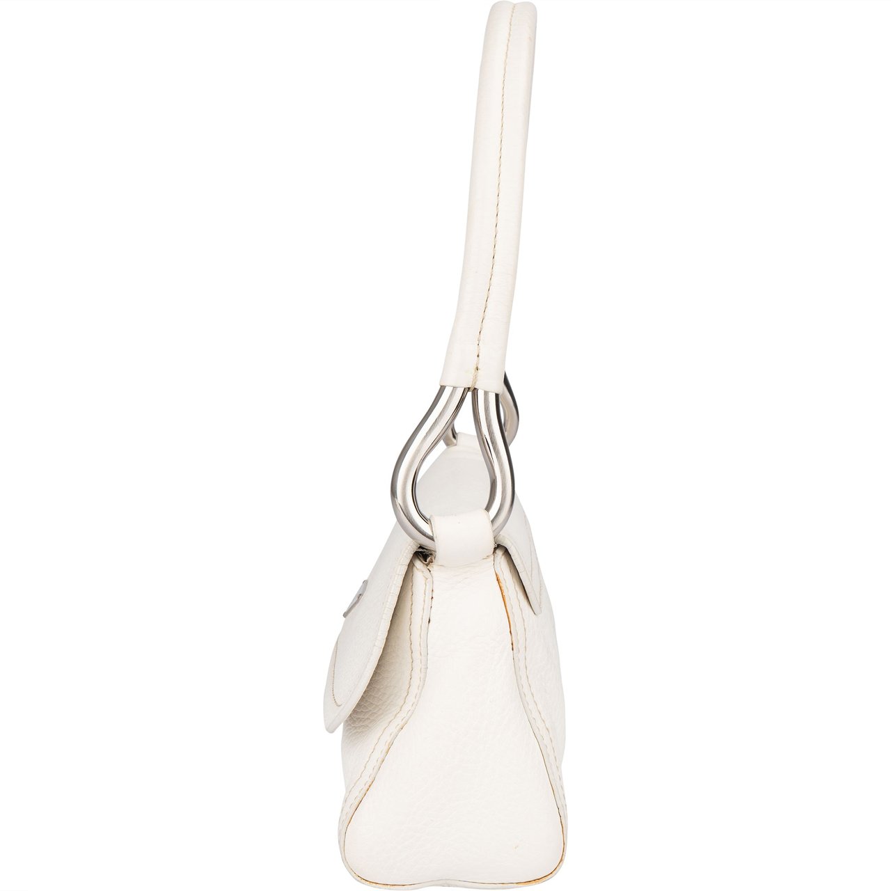 Prada Prada White Premium Leather Triangle Shoulder Bag Wit