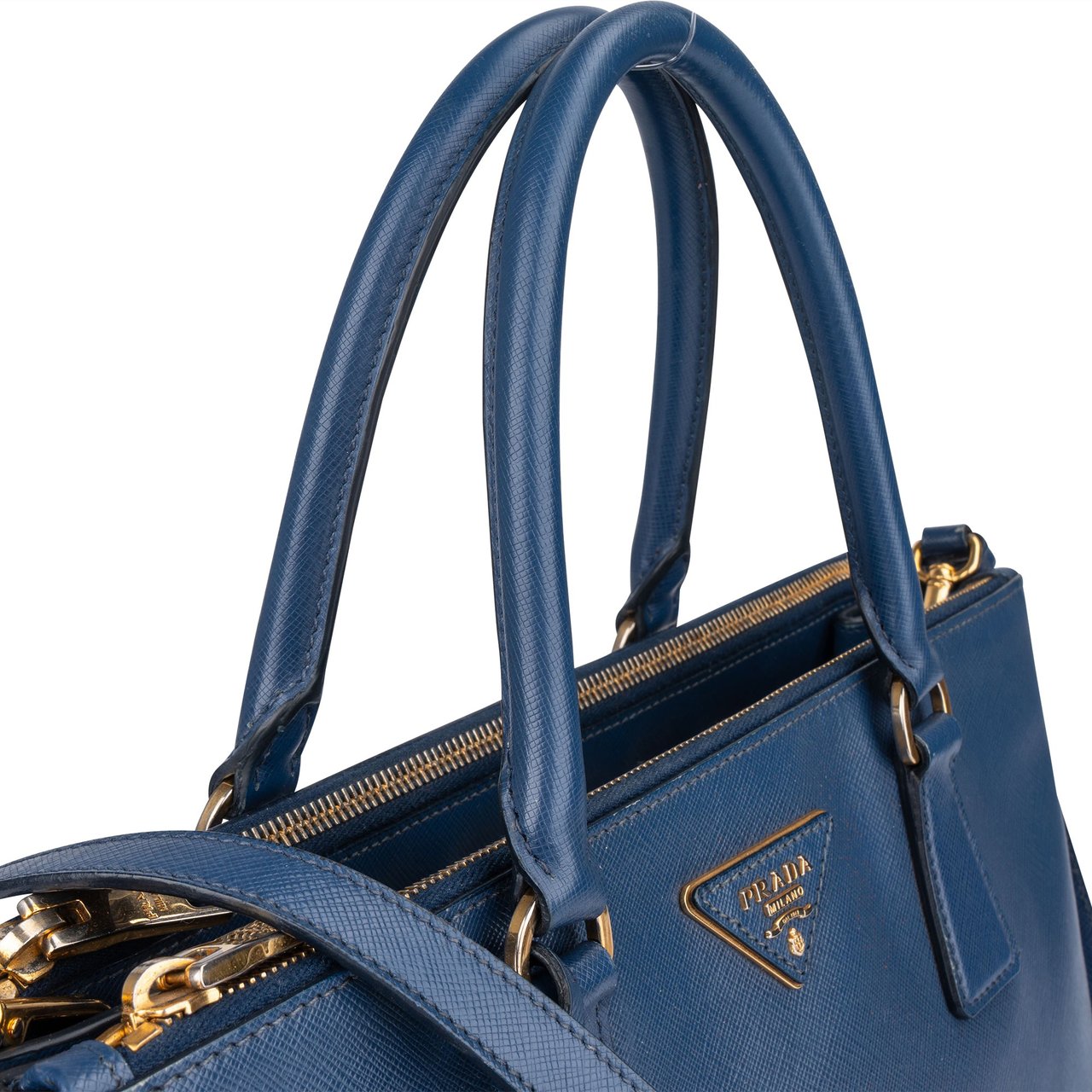 Prada Prada Blue Saffiano Leather Galleria Handbag Blauw