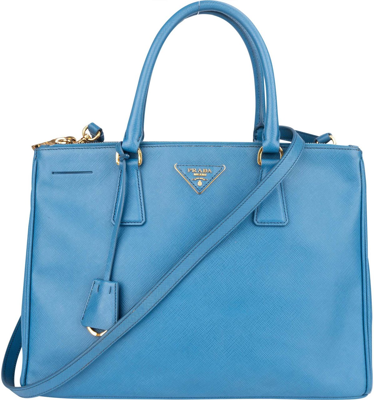 Prada Prada Blue Saffiano Leather Galleria Handbag Blauw
