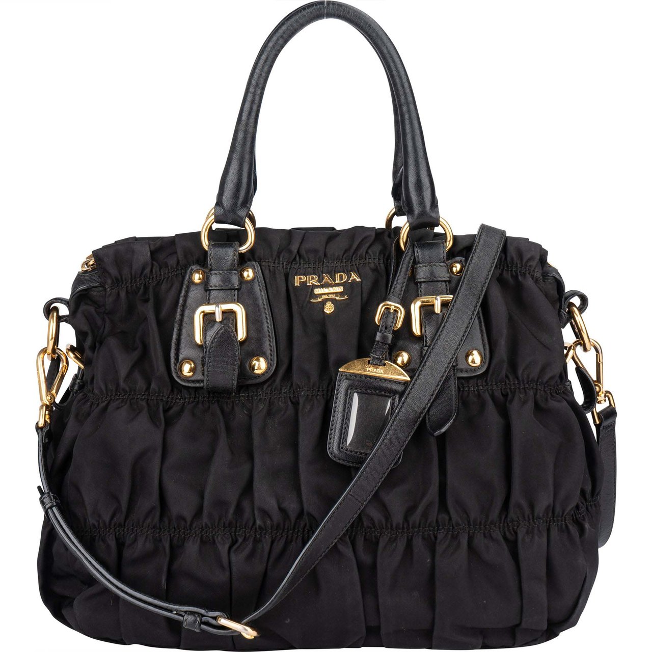 Prada Prada Quilted Nylon City Handbag Zwart