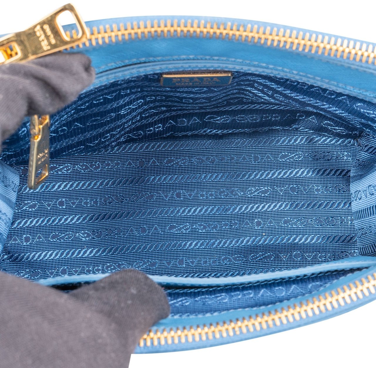 Prada Blue Saffiano Leather Pradasphere Galleria Micro Handbag Divers