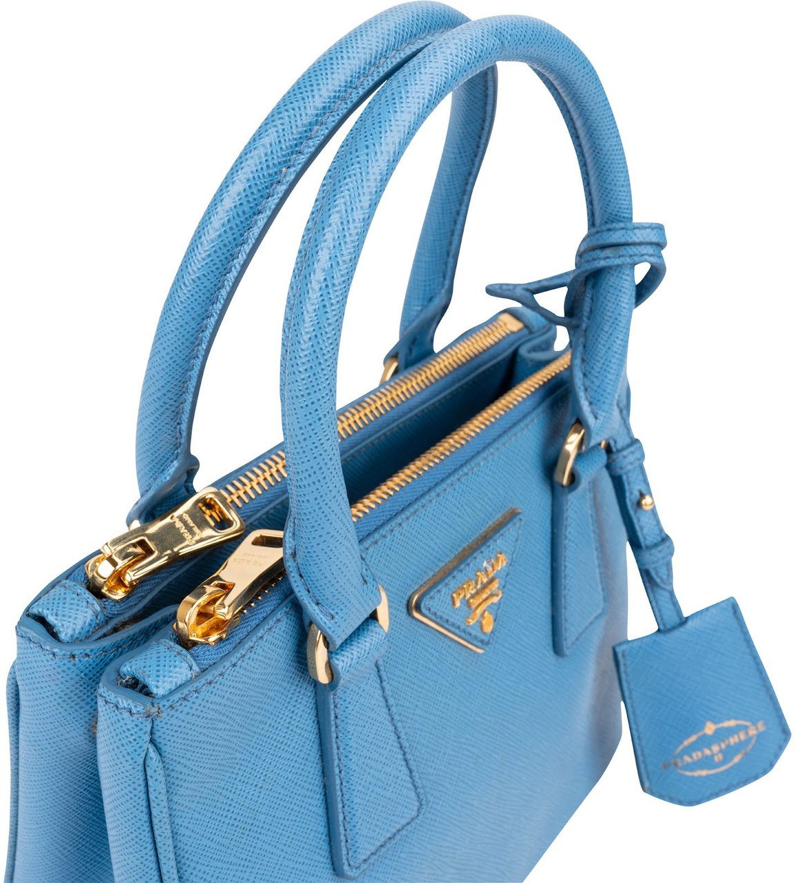Prada Blue Saffiano Leather Pradasphere Galleria Micro Handbag Divers