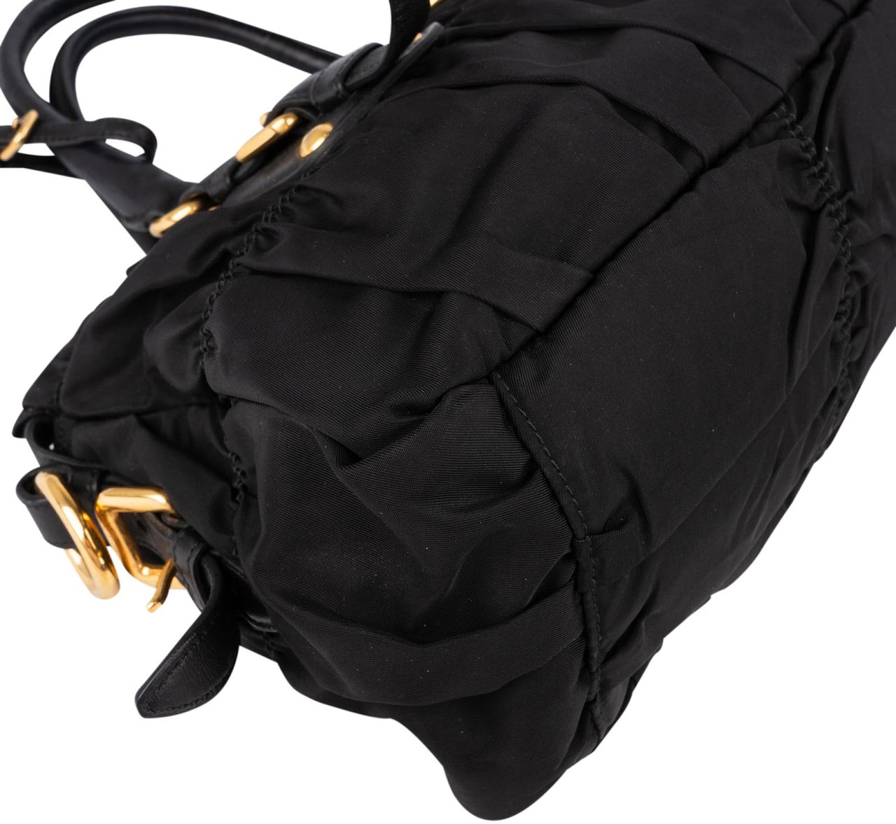 Prada Black Tessuto Gauffre Satchel Handbag Zwart