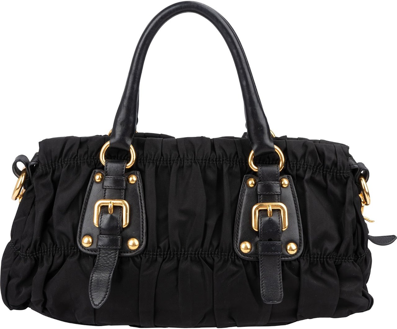 Prada Black Tessuto Gauffre Satchel Handbag Zwart