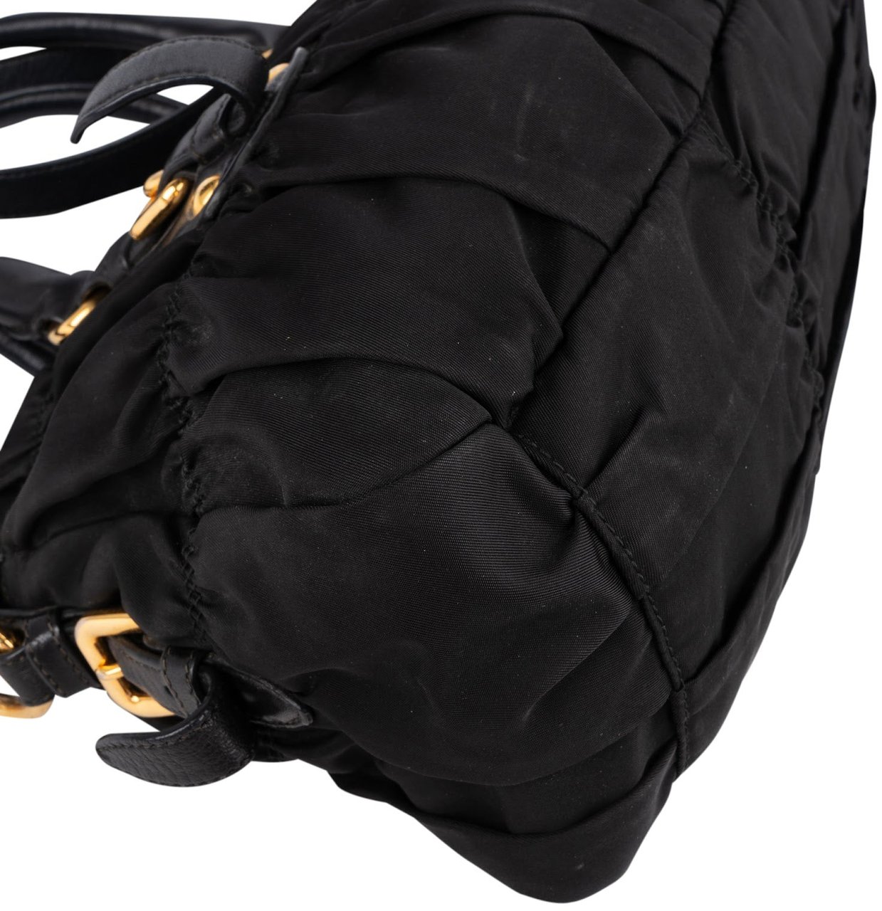 Prada Black Tessuto Gauffre Satchel Handbag Zwart