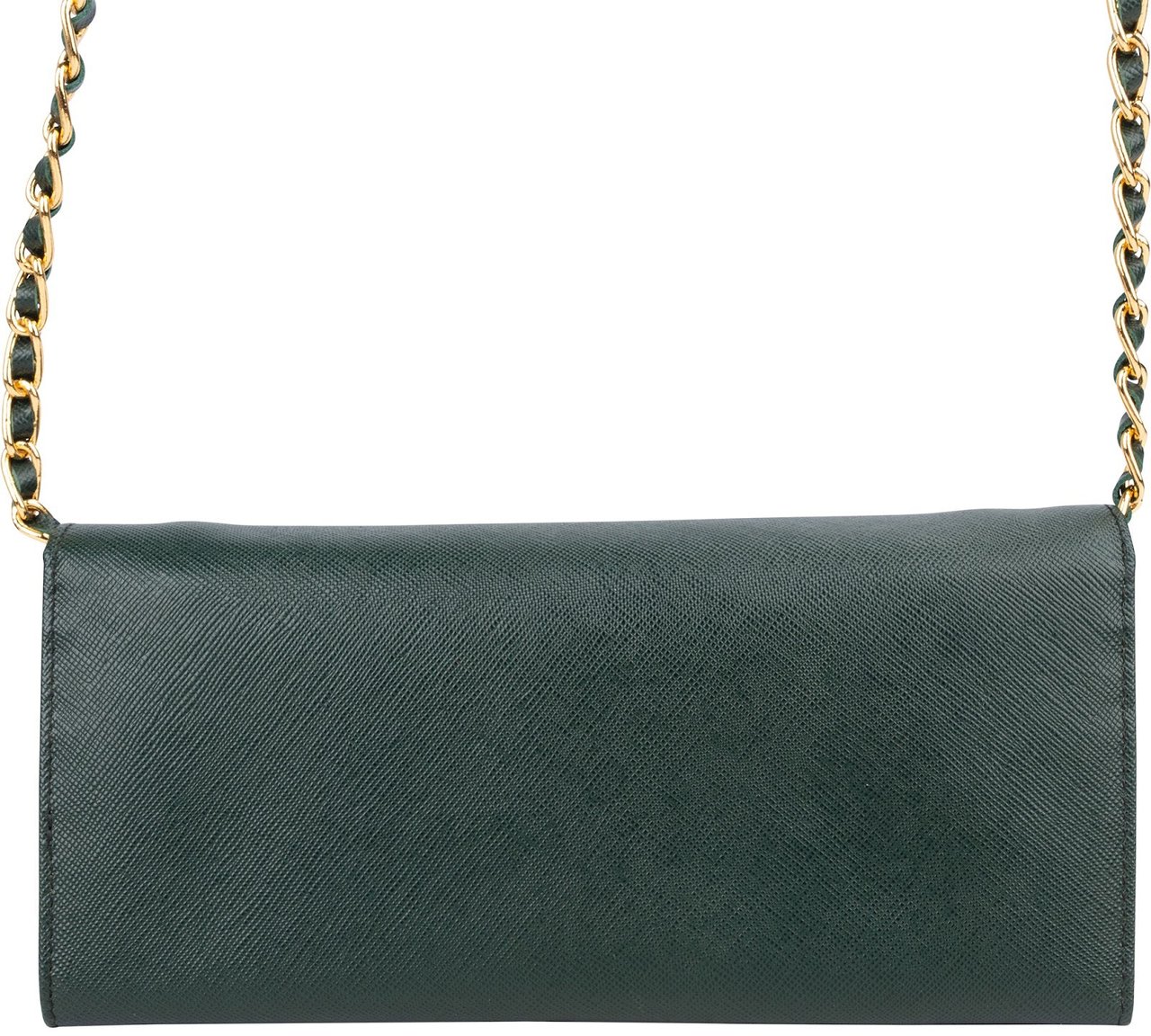 Prada Green Saffiano Leather Wallet On Chain Crossbody Bag Donkergroen