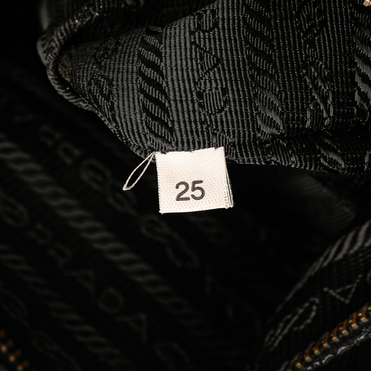 Prada Tessuto Canapa Logo Bow Tote Zwart