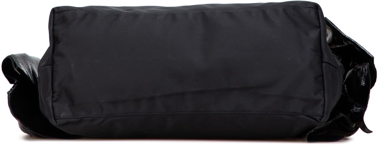 Prada Tessuto Canapa Logo Bow Tote Zwart