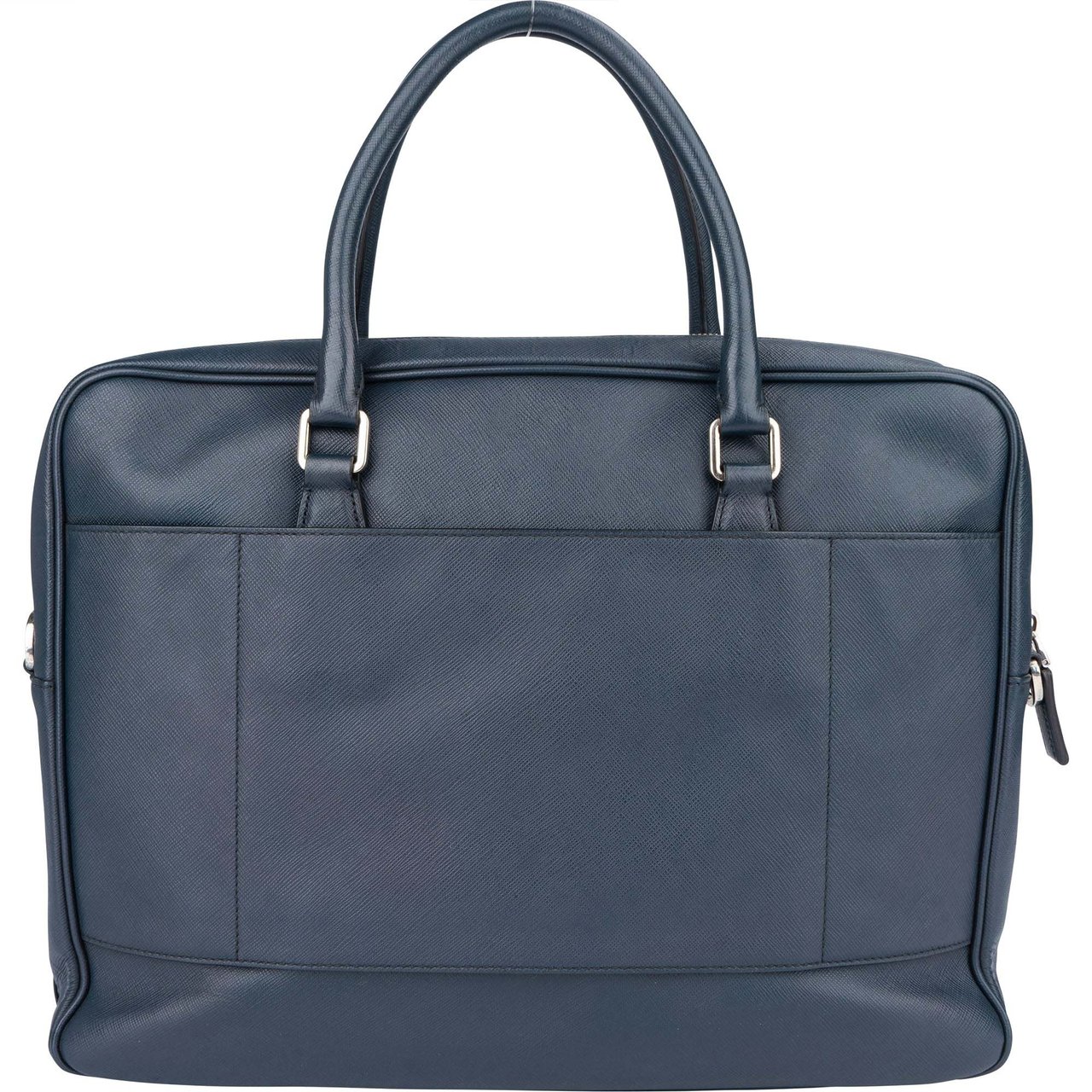 Prada Prada Blue Saffiano Leather Business Handbag Blauw
