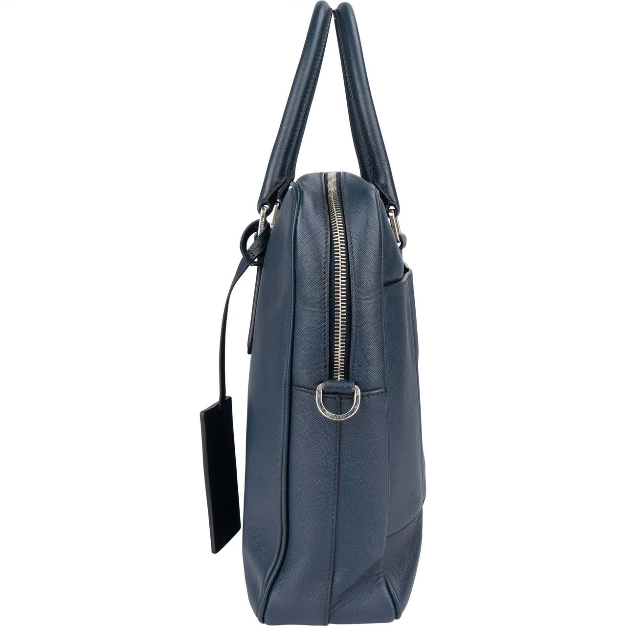 Prada Prada Blue Saffiano Leather Business Handbag Blauw