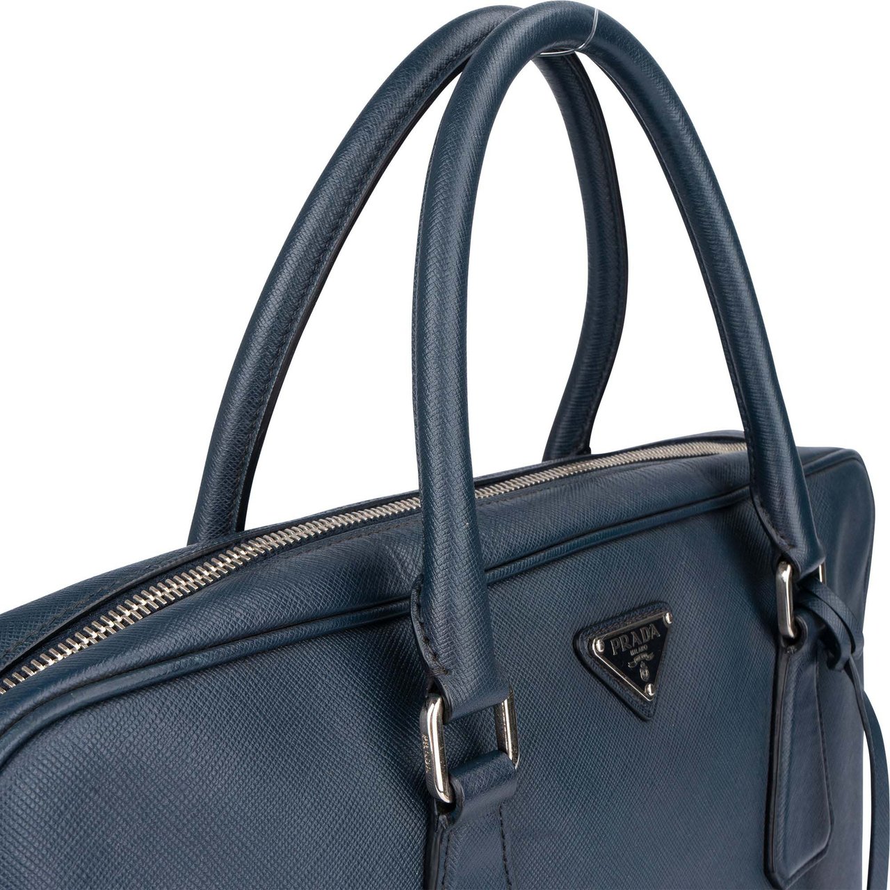 Prada Prada Blue Saffiano Leather Business Handbag Blauw