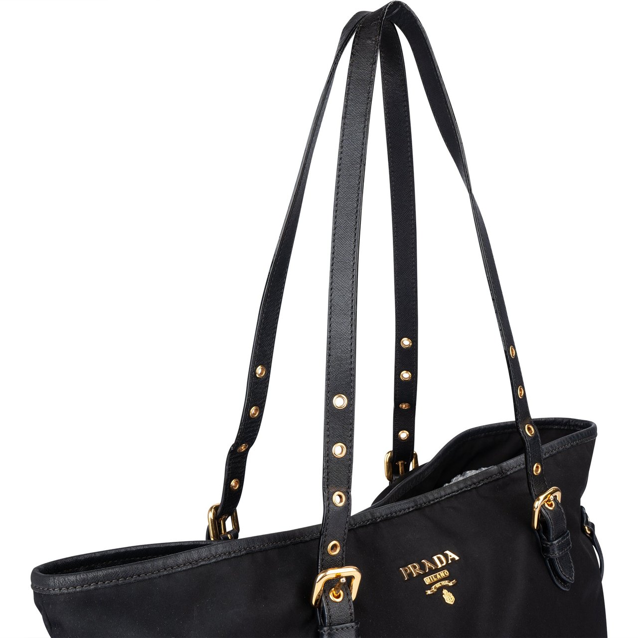 Prada Prada Nylon Saffiano Leather Shopper Handbag Divers